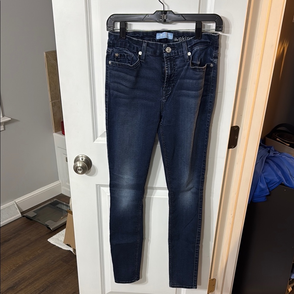 7 For All Mankind Blue Skinny Jeans